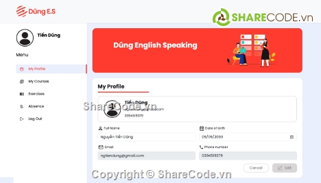 Source code quản lý học viên,Web quản lý học viên,Web quản lý sinh viên,Code quản lý học viên trung tâm ngoại ngữ